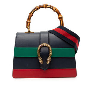 Pre-Loved Gucci Medium Leather Bamboo Dionysus Web Satchel